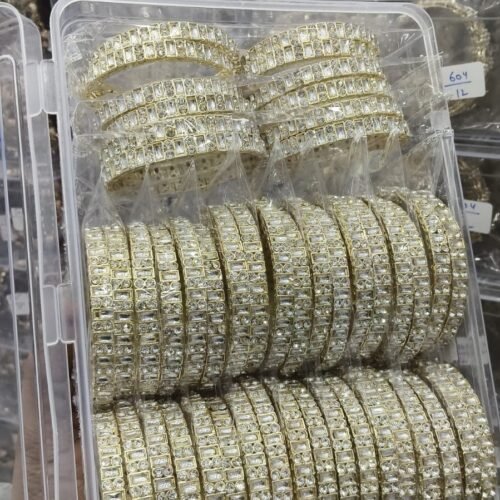 4 pc white gold bangles set Size 2.4