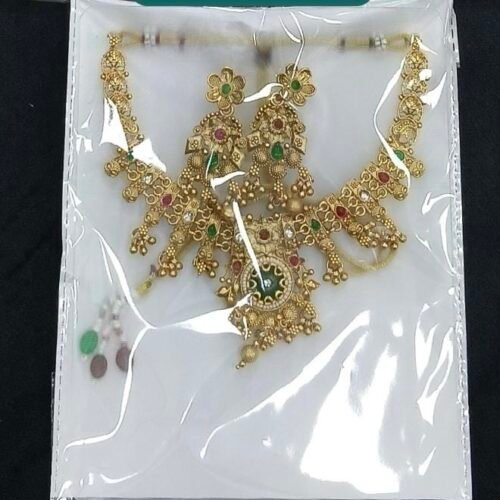 Rajwadi heritage red green heavy choker set