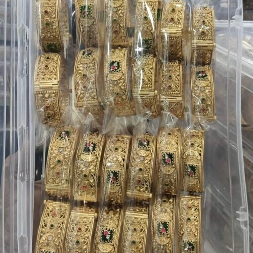 Rajwadi gold green stone bangles petch wali bangles set Size 2.4