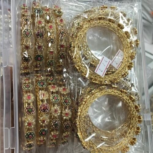 Heritage flower red green bangles set Size 2.6