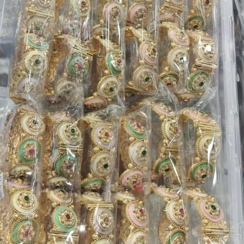 White rajwadi multi color petch wali bangles set Size 2.6