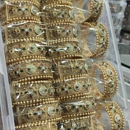 Heritage hasli copper gold petch wali bangles set Size 2.6