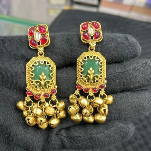 Ruby emberald kashmiri jhumki earings😍