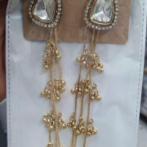 Long silver gold kashmiri earings