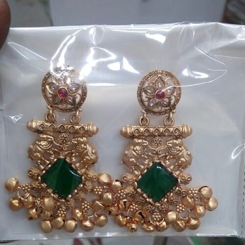 Heritage kashmiri earings pink & green
