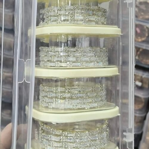 Ad crystal 4 pc silver bangles set