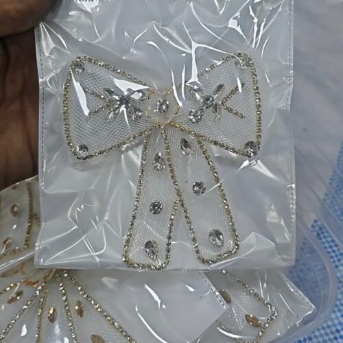 White fancy hair bow pin