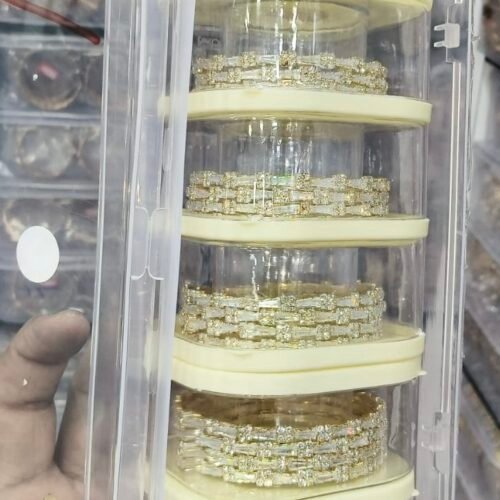 Ad crystal 4 pc bangles set golden Size 2.6
