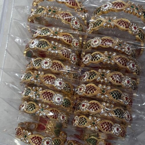 Rajwadi polish red green bangle set Size 2.6😍